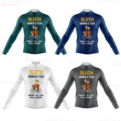 Sloth Drinking Team Men's Cycling Jersey Long Sleeve Mtb Sport Riding Shirt Quick Drying Cycle Clothing Jacket Maillot Ciclismo