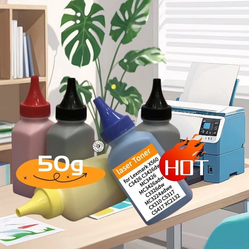 

50 г. порошкового тонера для картриджей Lexmark X560, C3426, C3426dw, MC3426, MC3426adw, C3326dw, MC3224adwe, CX310, CS317, CS417, XC2132
