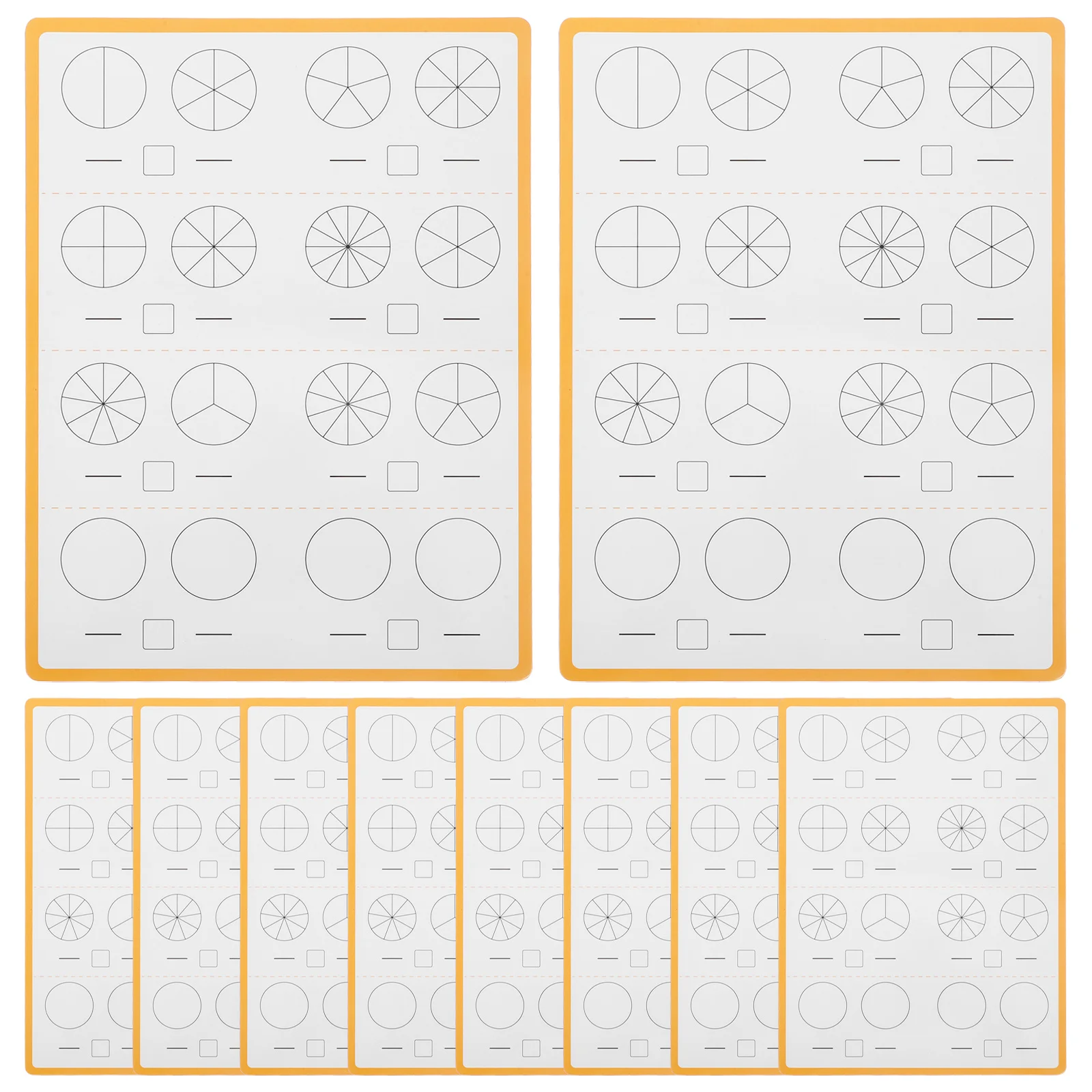 

10Pcs Fraction Manipulative Sheets Double Sided Reusable Dry Erase for Math Learning Elementary School Fractions Practice Kit