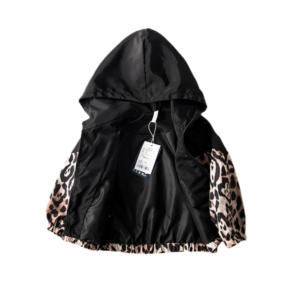 Baby Girls Boys Leopard Coat Long Sleeve Zipper Hooded Jacket Fall Winter Outerwear Clothes