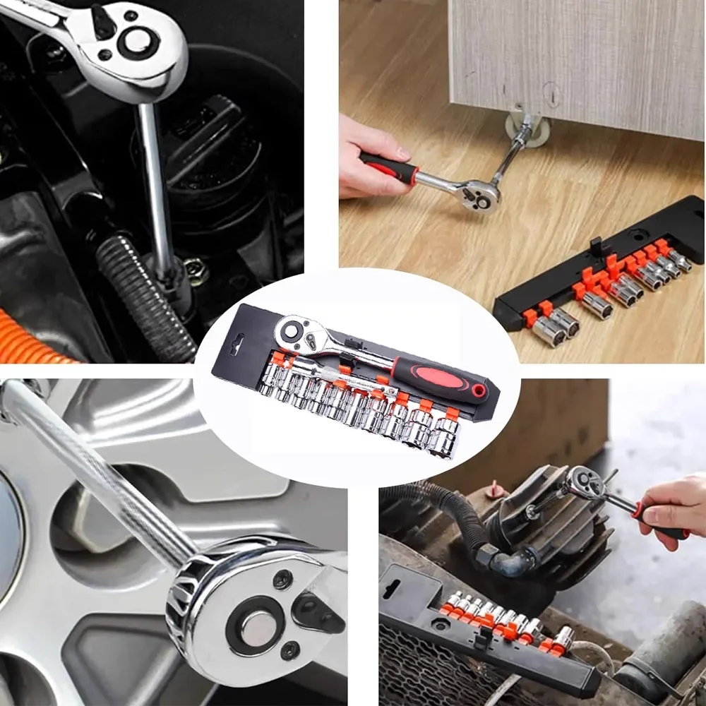 家庭用クイックラチェットレンチ、コンビネーションハードウェアツール12個入り多機能、レンチ修理ツールの完全なセット、車の修理