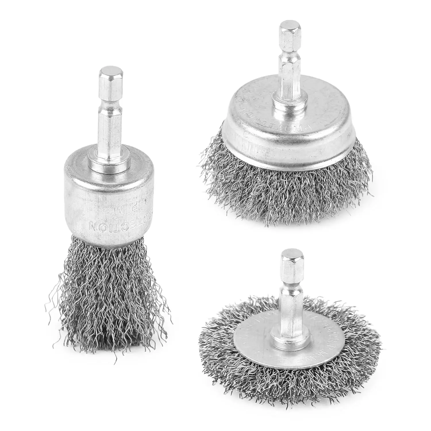 3Pcs Wire Brush Wheel & Cup Brush Set for Drill, 1/4
