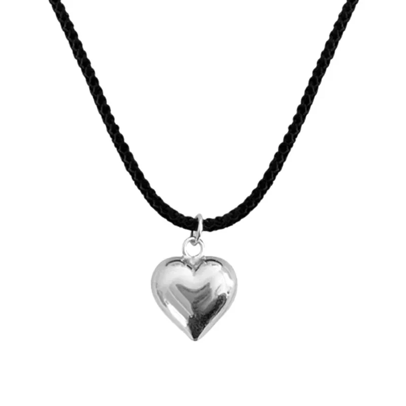 Adjustable Chain Choker Simple Large Love Heart Pendant Necklace