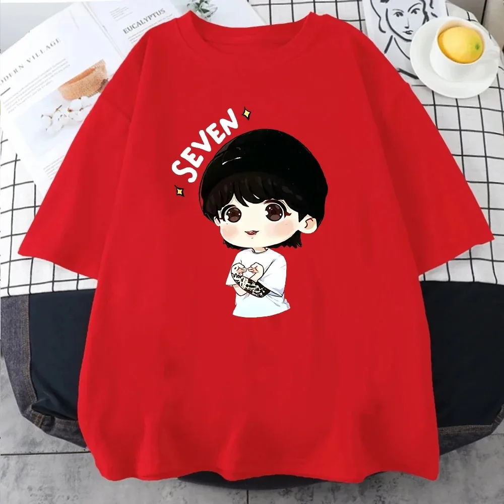 JungKook Seven T-shirt Harajuku WoMen\'s Aesthetic Fun Kawaii Short Sleeved Unisex Casual Sports Print T-shirt