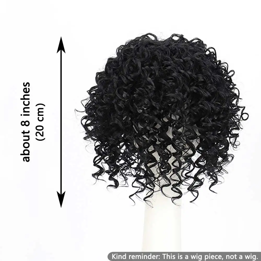 Synthetic Curly Short Afro Wig piece Female Mix Brown Hair Wigs hair toppers for Women African American Wig for Ladies Bob Curls