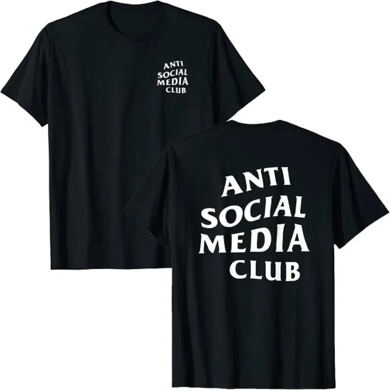 Anti-Social Media Club Shirt Letter Print Graphic T-Shirt Proverb Quote Streetwear T-Shirt Short Sleeve Women\'s Universal Top