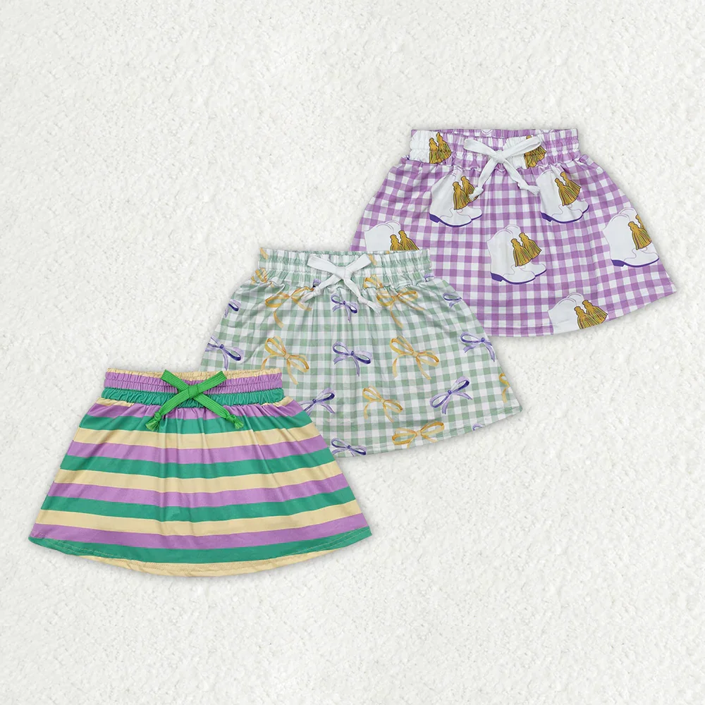 

GLK0037 Wholesale Summer baby girls dresses Carnival colorful matching striped culottes skirt Boutique kids clothes girl