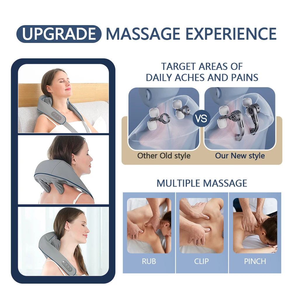Foreverlily 26W Neck Shoulder Massager Brushless Motor Body Kneading Massage Shawl Trapezius Neck Back Cervical masajeador view 6