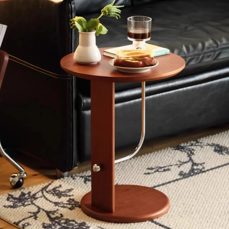 

Retro Solid Wood Coffee Table, Living Room Sofa Mobile Corner Table, French Style Round Table, Vintage Planet-Shaped Table