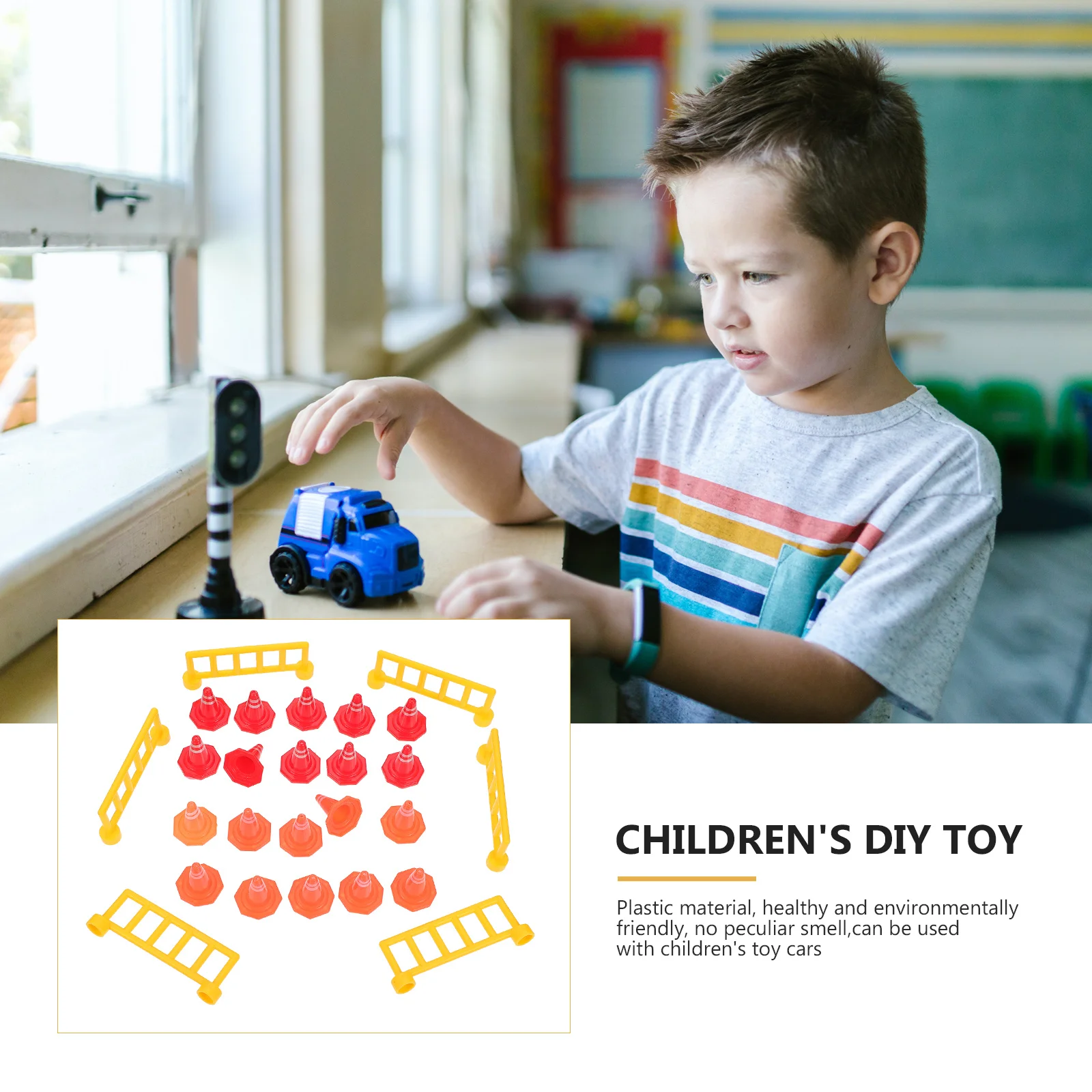 26pcs Traffic Safety Cones For Kids Mini Road Construction Sign Set Durable Plastic Educational Traffic Identification Diy Play