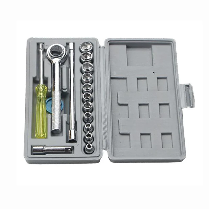 17pcs Socket Set Toolbox Home Tools Combination Car Hexagonal Sockets Hardware Case Tools Car Repair Herramientas Garage Storage