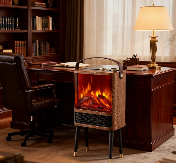 Electric Fireplace Heater with Simulated Flame Adjustable Thermostat Plastic Household Heater