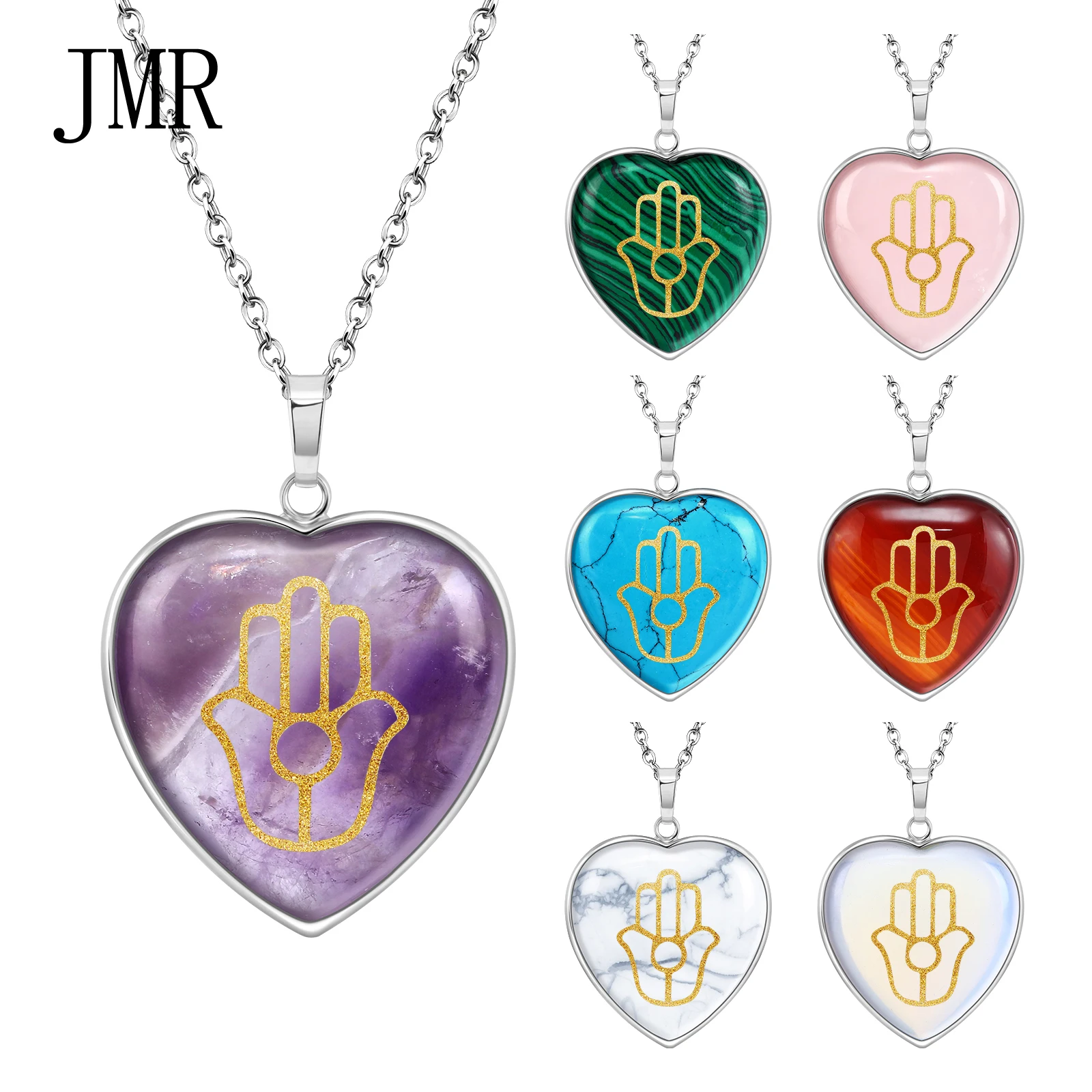 

Hamsa Hand Necklace Crystal Obsidian, Fatima's Hand Spiritual Protection Jewelry for Travel Safety & Anxiety Relief Pendant