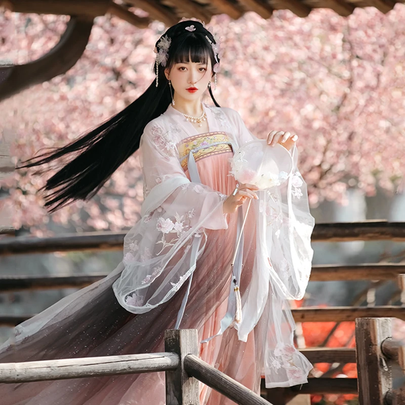 ชุดเดรสแบบจีน Song Dynasty Hanfu หน้าอก-ความยาวกระโปรงกว้าง Fairy แขนยาว Hanfu คอสเพลย์ฤดูร้อน2022 Victorian เสื้อผ้า