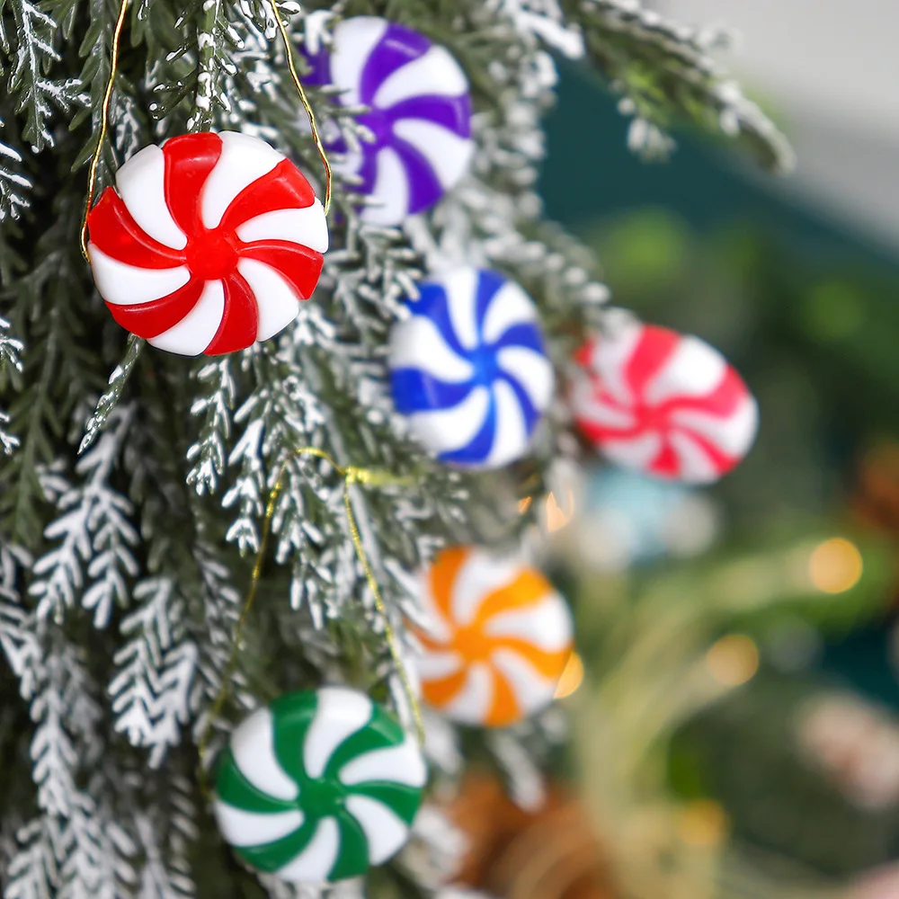 Dulces acrílicos de Navidad para decoración del hogar, adornos colgantes de árbol de Navidad, dulces rojos y blancos, fiesta de boda, regalos de Año Nuevo