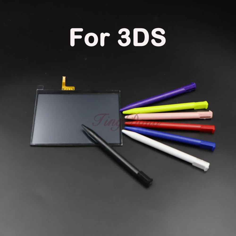 1 Juego de Panel de pantalla táctil de cristal digitalizador para consola de juegos Nintend 3DS 3DS XL LL con lápiz óptico retráctil de Metal y plástico