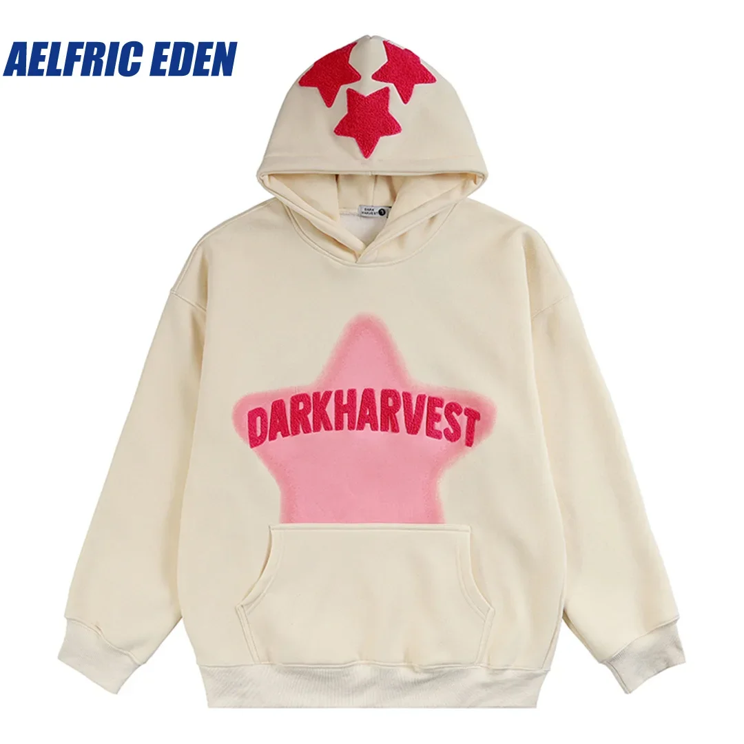 

Aelfric Eden Vintage Embroidery Star Hoodie 2023 Men Y2K Hip Hop Casual Pullover Japanese Harajuku Streetwear Sweatshirt Hooded