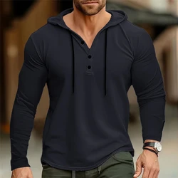 Men's hooded T-shirt Gym Clothing Fitness Long sleeve hoodies Cotton Singlets Men Joggers T-shirt Bodybuilding casual Clothing