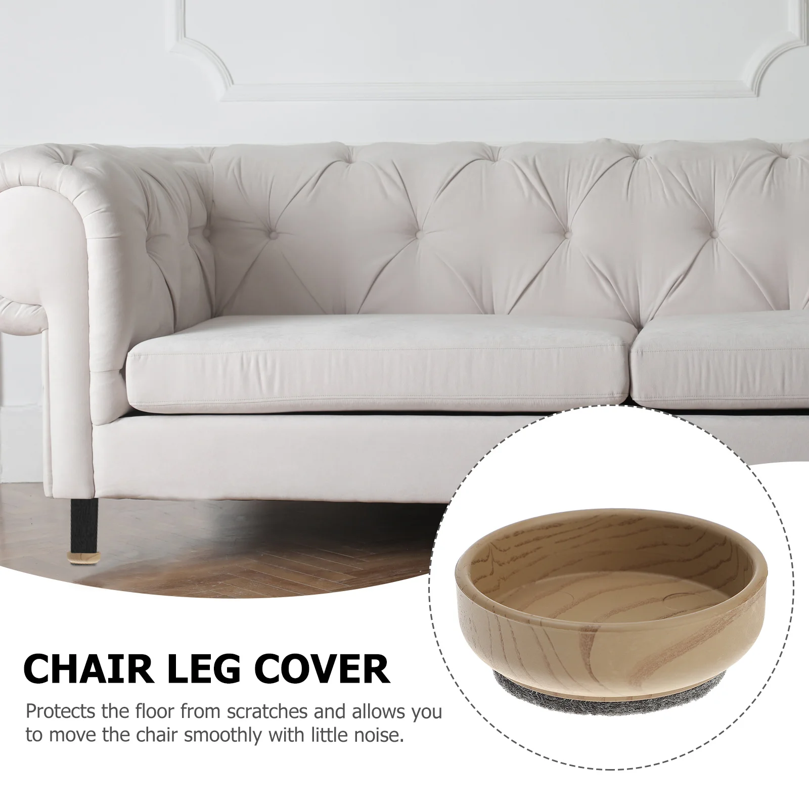 

4Pcs Wood Grain Chair Leg Floor Protector Pads Furniture Feet Caps Chair Legs Covers Scratch Prevention for Home Furniture