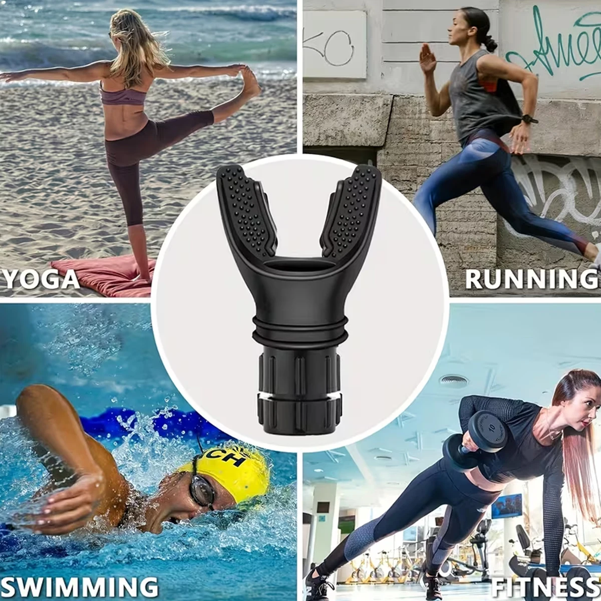 Tragbarer Atemtrainer mit einstellbarem Widerstand, ergonomischer Mundstück für Erwachsene, Sportler, Fitness, Reisen, Heimtraining - Lun – Detail 2