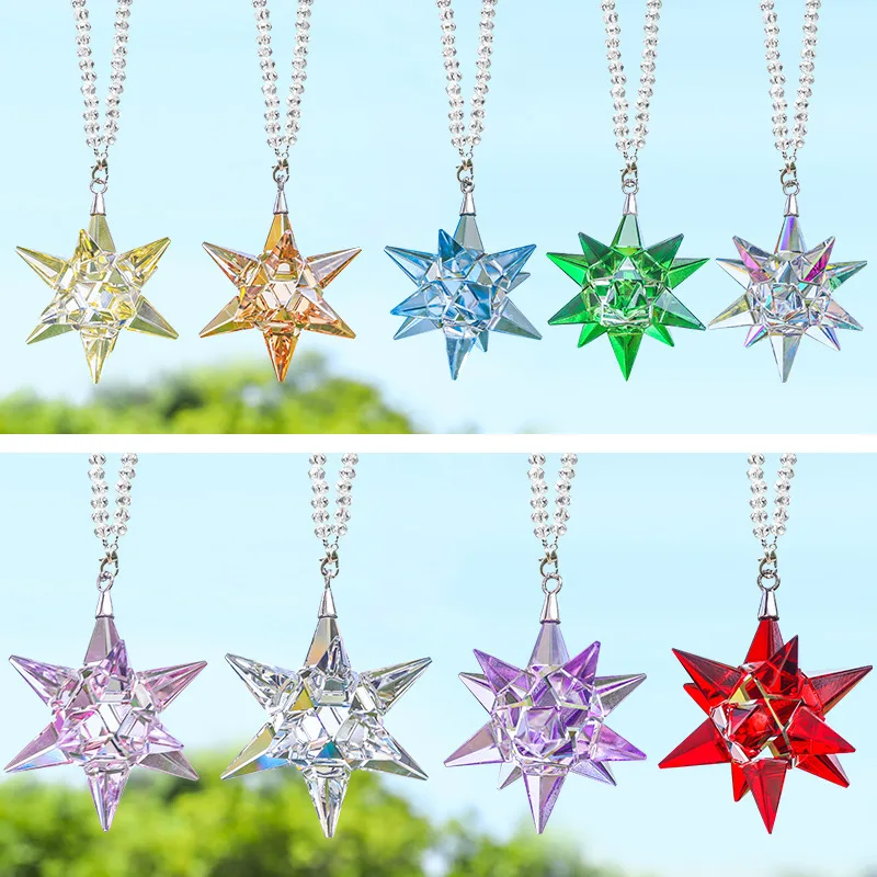 9 Color Meteor Hammer Crystal Car Pendant Hanging Rainbow Maker Rearview Mirror Suspension Home Car Decor Auto Accessories Gift