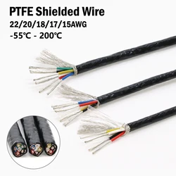 1/2/5M PTFE Shielded Wire 22/20/18/17/15AWG High Purity OFC Copper Tinned FEP Insulation High Temperature Cable 2 3 4 5 6 Cores