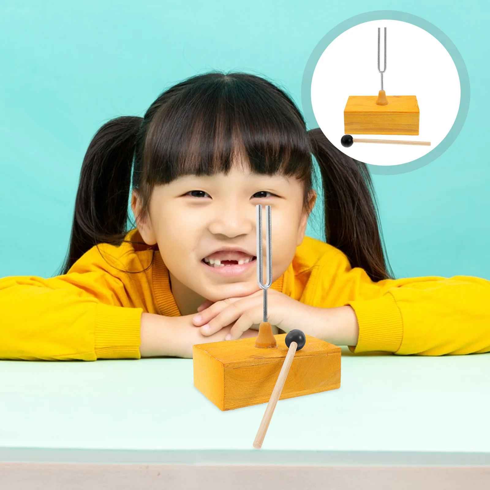 

1Set Physics Experiment Acoustic Fork Wooden Resonance Box Middle School Science Lab Hertz Frequency Wave Demonstration