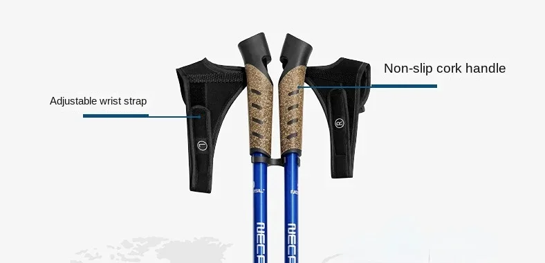 2 Stück Outdoor Aluminium Trekkingstöcke für Wandern, Nordic Walking, Verstellbare Leichtgewichtige Kletterstöcke für Bergsteigen – Detail 4