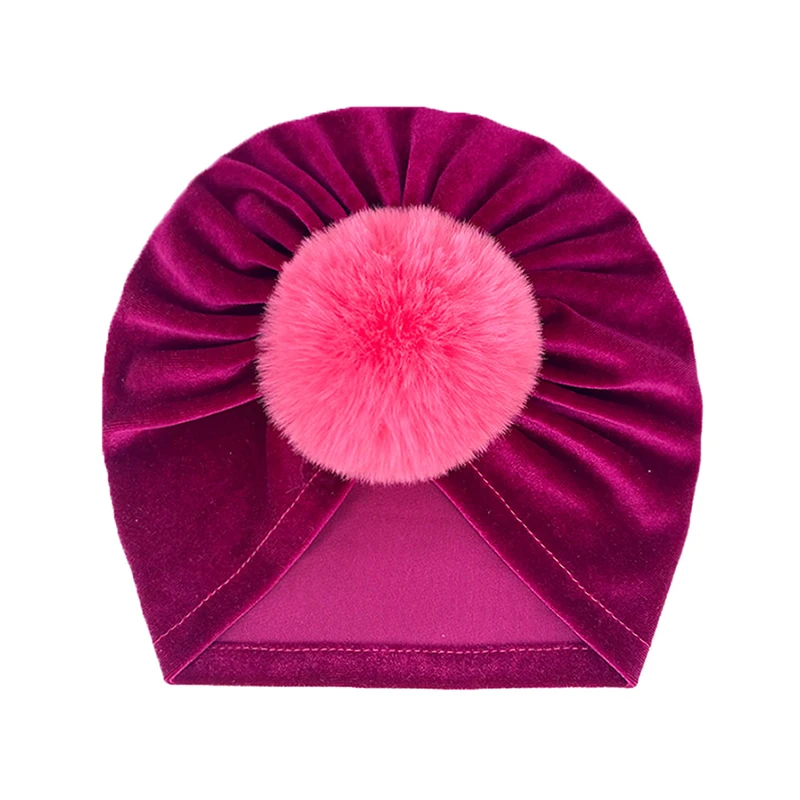 Winter Newborn Hat Infant Bonnet Baby Beanie Toddler Turban Hats for Girls Boys Accessories Kids Cap Baby Fuax Fur Pompom Hat