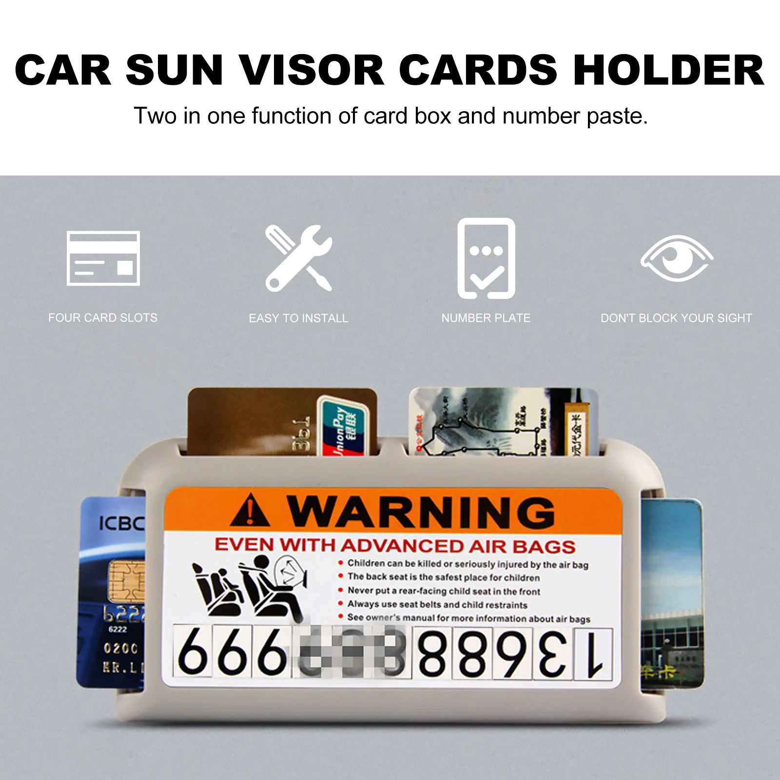 

2 Pcs Sun Visor Cards Holder Auto Sun Visor Cards Holder Plastic Auto Interior Accessories Parking Card ganizer Storage Space