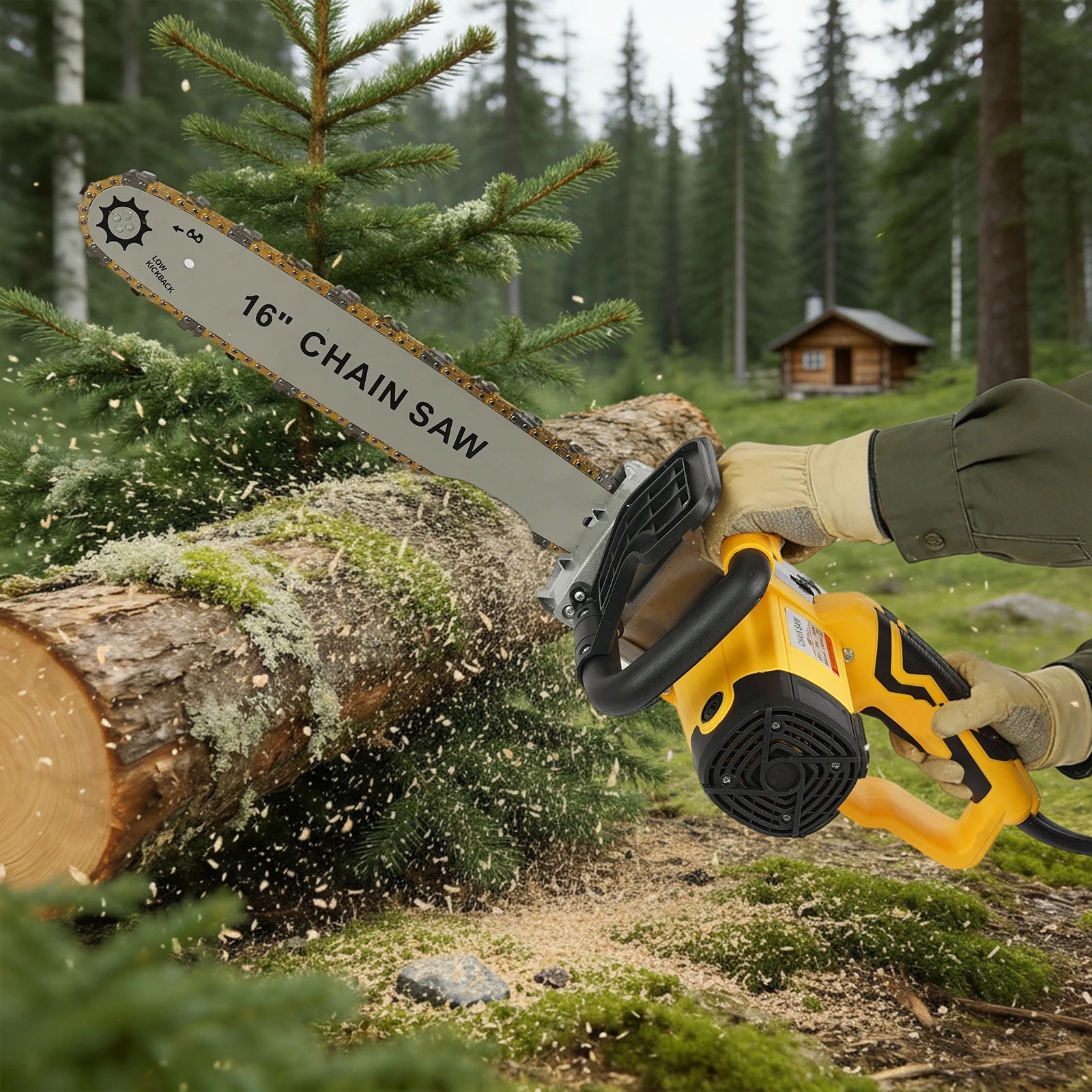 2000W 16 Zoll Elektrische Kettensäge 800 U/min Hochgeschwindigkeits-Kettensäge mit Kabel für Holzschneiden, Baumschnitt, Holzspalten, Forstwirtschaft, Garten und Heimgebrauch – Detail 8