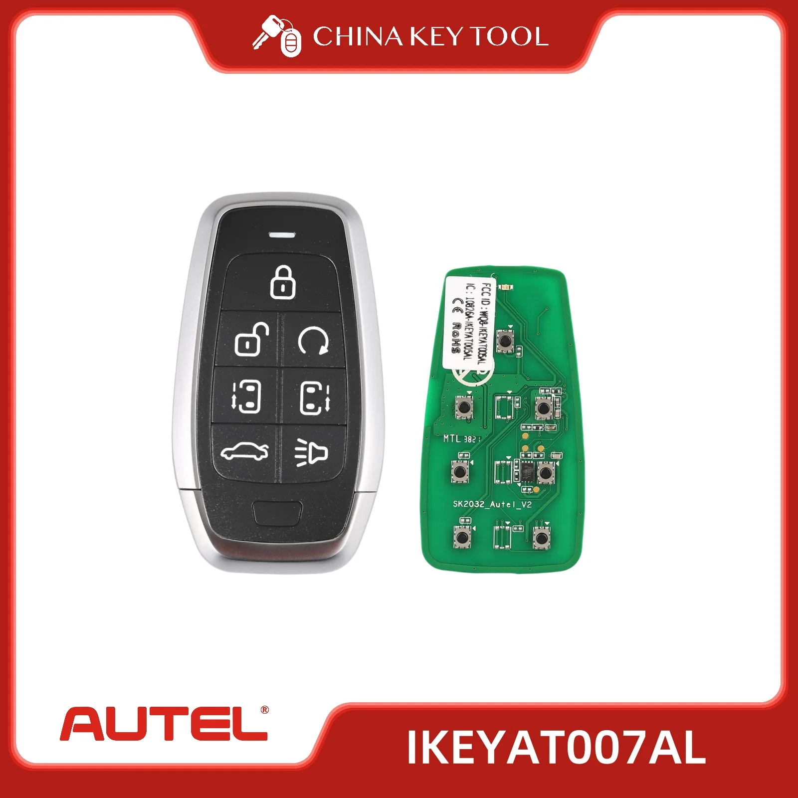 1PCS Autel Ikey IKEYAT007AL AT007AL KM100 IM508 IM608 용 Autel 스마트 키를위한 독립 범용 스마트 원격 키 7 버튼