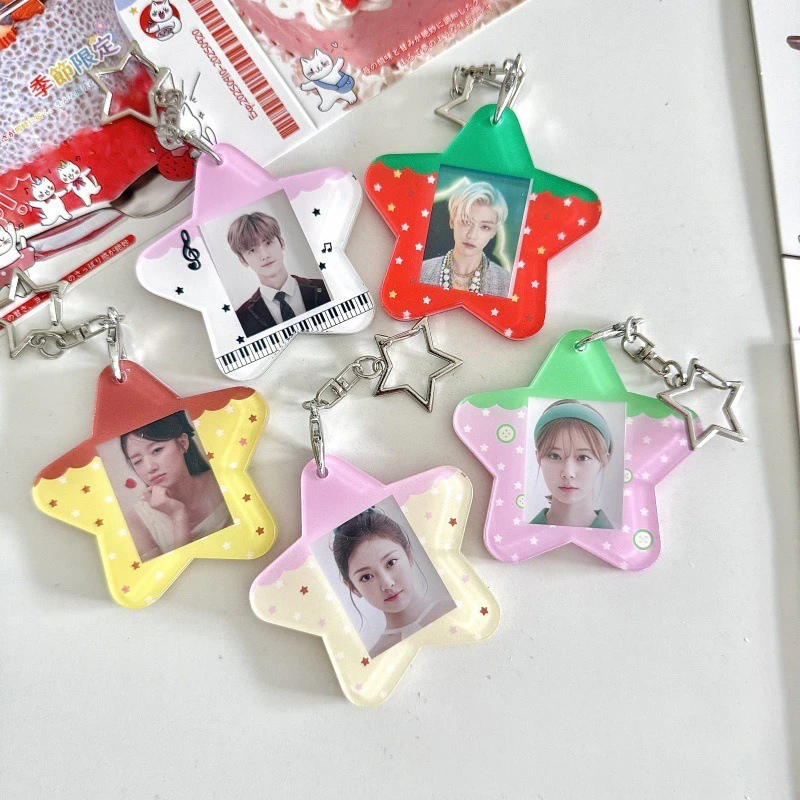 

Милый клубничный 1-дюймовый держатель для карт, акриловая мини-наклейка с большой головкой, держатель для карт K-pop Idol, чехол для фото, рюкзак, декоративная подвеска