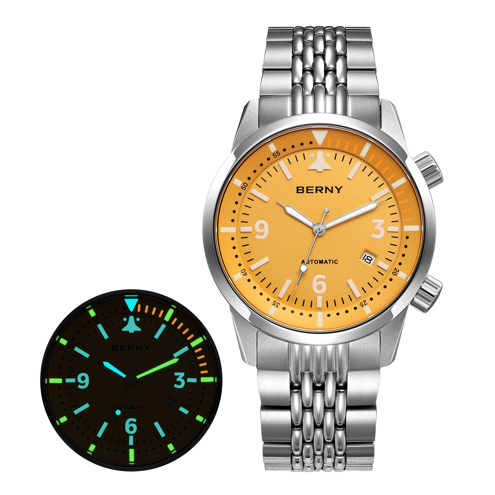 BERNY Automatische Herrenuhren, Top-Qualität, 20 ATM, 316L, leuchtender Saphir, AR-Beschichtung, Original ST1612, luxuriöse, modische Herren-Armbanduhr
