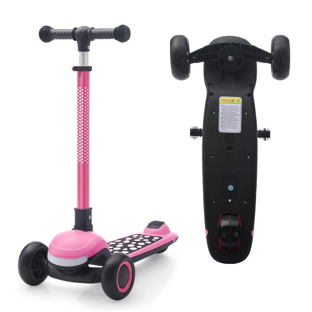 Patinete de 3 ruedas,patinete para niños, 4 niveles de altura ajustables, para niños y niñas de 3 a 10 años, ruedas LED intermitentes, freno de rueda trasera