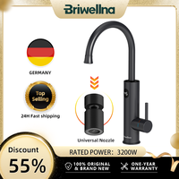 Briwellna Instant Hot Water Heating Faucet 220V Electric Faucet With Universal Adapter Nozzle Stainless Steel Heating Faucet