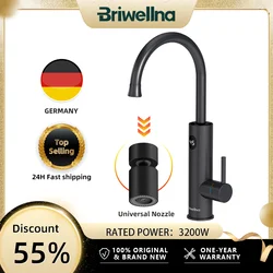 Briwellna Instant Warmwasser bereiter Wasserhahn 220V Elektro hahn mit Universal adapter Düse Edelstahl Heizungs hahn