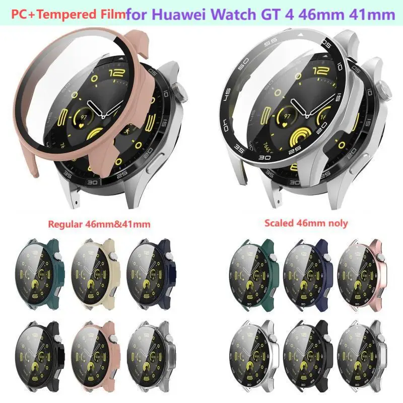 PC + ฟิล์มนิรภัยสําหรับ Huawei Watch GT 4 46 มม.41 มม.นาฬิกาสมาร์ทฝาครอบกันชน Full Glass หน้าจอนาฬิกา GT4 กรอบป้องกัน