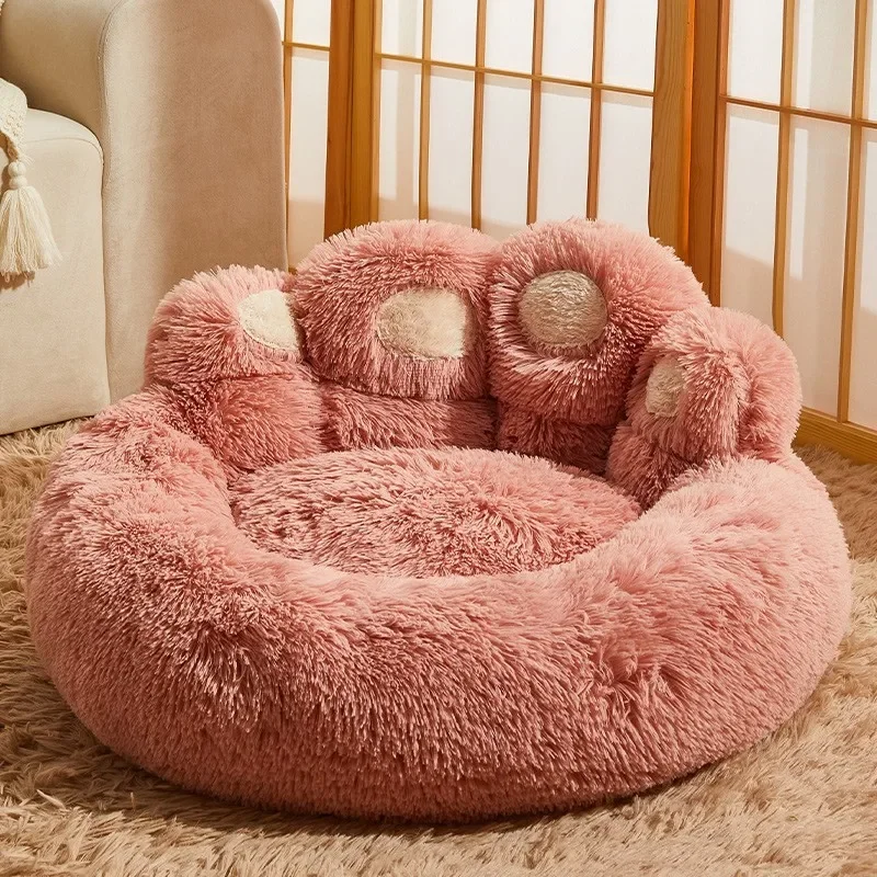 Pet Dog Sofa Plush Kennel Large Pet Products Fluffy Dog Bed Small Sofa Baskets Puppy Cats Supplies Big Cushion Pet Accessories