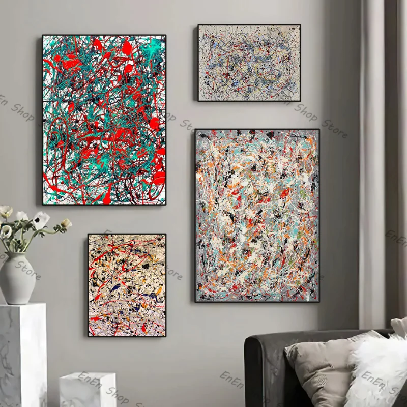 Jackson Pollock Abstract Free Line Poster Painting Prints  HD Pictures Printed on Canvas for Home Room Wall Art Decoration Mural