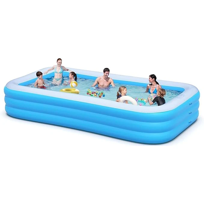 

Extra Large 145"x74"x22" PVC Inflatable Pool for Adults Thickened Full Size Indoor/Outdoor Family Backyard Swimming Pools
