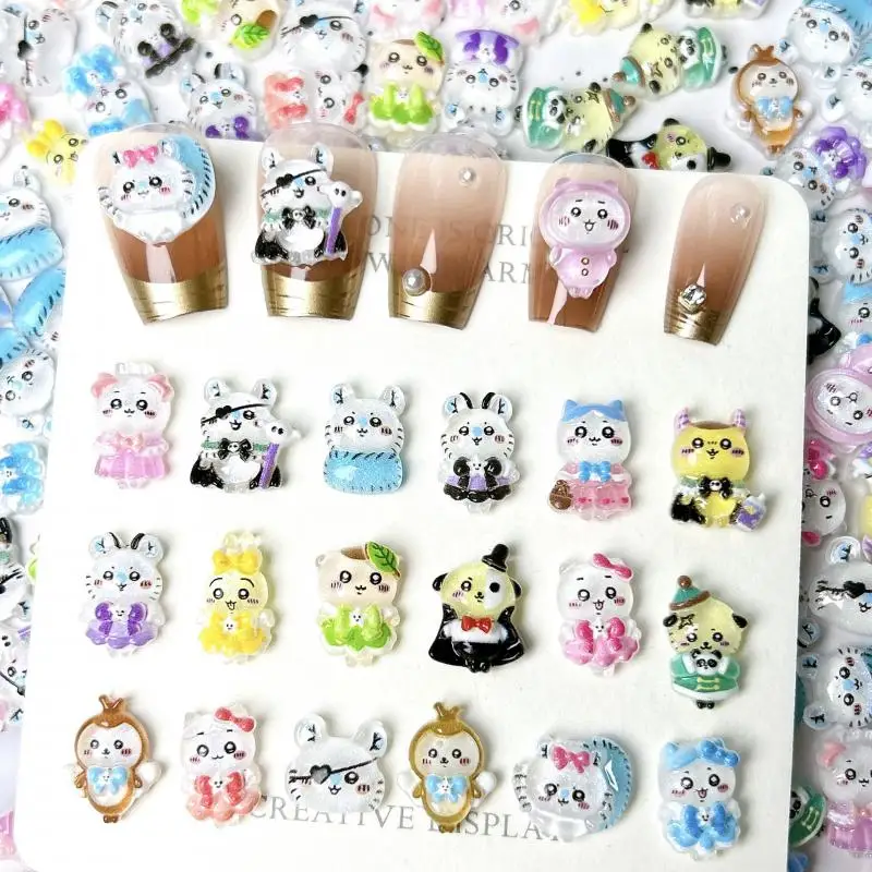 Random Mixed Resin Cute Cartoon Expression Rabbit Nail Charms 3D Animals Nail Art Decorations Accessories Manicure DIY Supplies