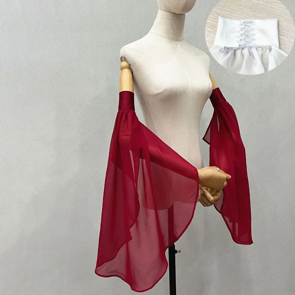 Elegant Sunscreen Long Tulle Sleeves Breathable Chiffon Detachable Sleeves Thin Sheer Bridal Gloves Wedding Party image 5
