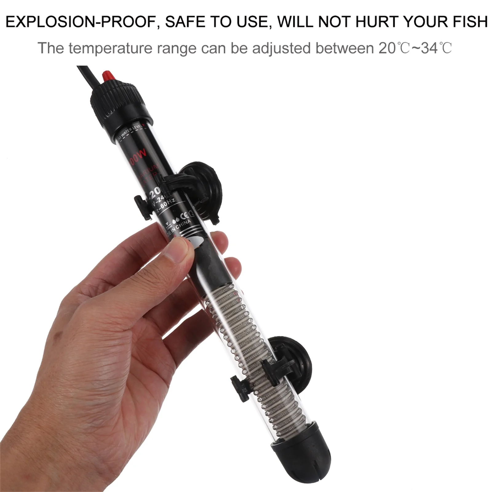 

100 W Constant Temperature Heating Rod Explosionproof Heater Fish Bowl Glass Aquarium with Adjustable Tank