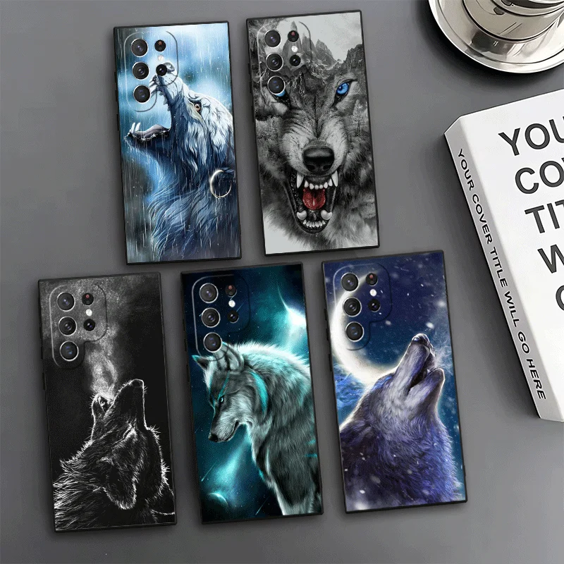 Wolf Moon Animal Phone Case For Samsung Galaxy S24 S25 S26 Ultra S23 Plus S22 S21 FE S20 + Edge Pattern Customized Cover
