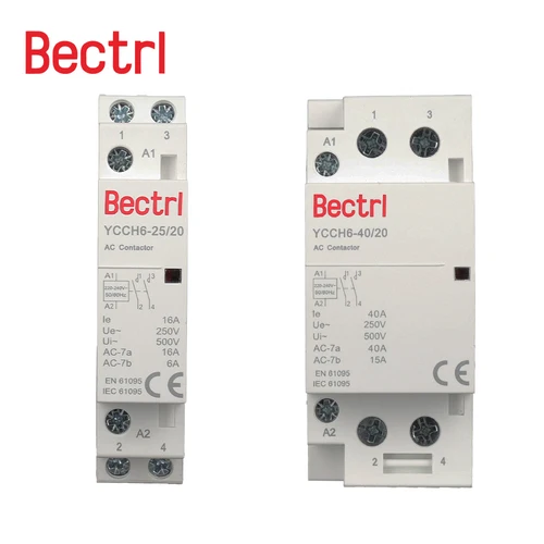 Imagen 1 del producto TOCT1 2P 25A 220V/230V 50/60HZ carril Din contactor Modular de CA para el hogar 2NO 2NC o 1NO 1NC