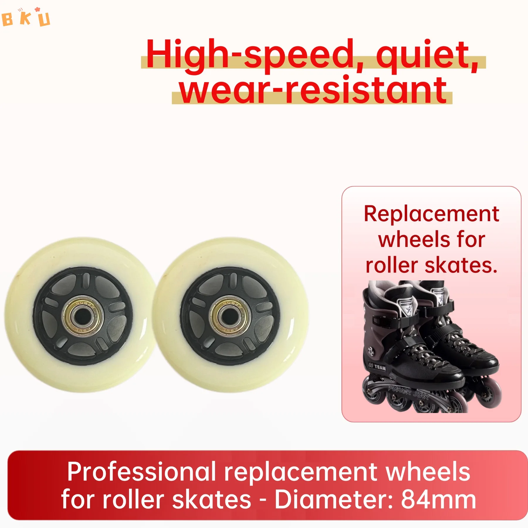 

84mm Inline Skate PU Replacement Wheels (2PCS), High Bounce Quiet, Compatible with Scooter & Luggage