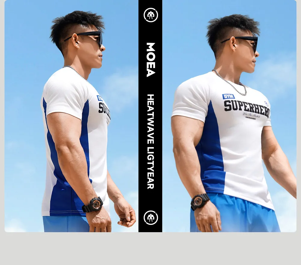 Men's Letter Tshirts Fitness Clothes 2026 Summer Sports Breathable Quick-drying Male Shirts Streetwear Gym Muscle Elasticity Tee