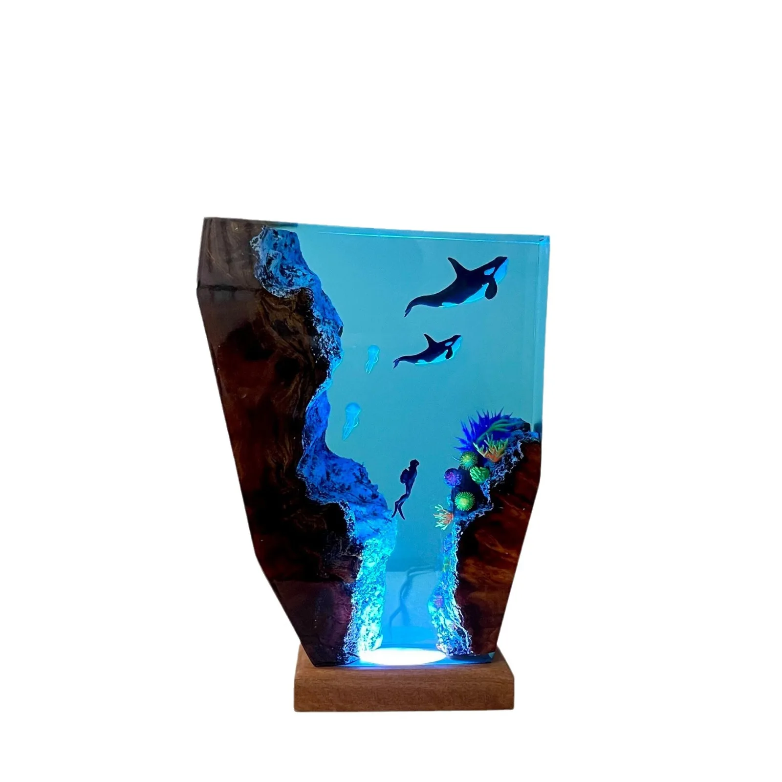 Underwater World Orca Resin Ocean Glowing Decorative Piece for Home Decoration Artwork High-End Gift