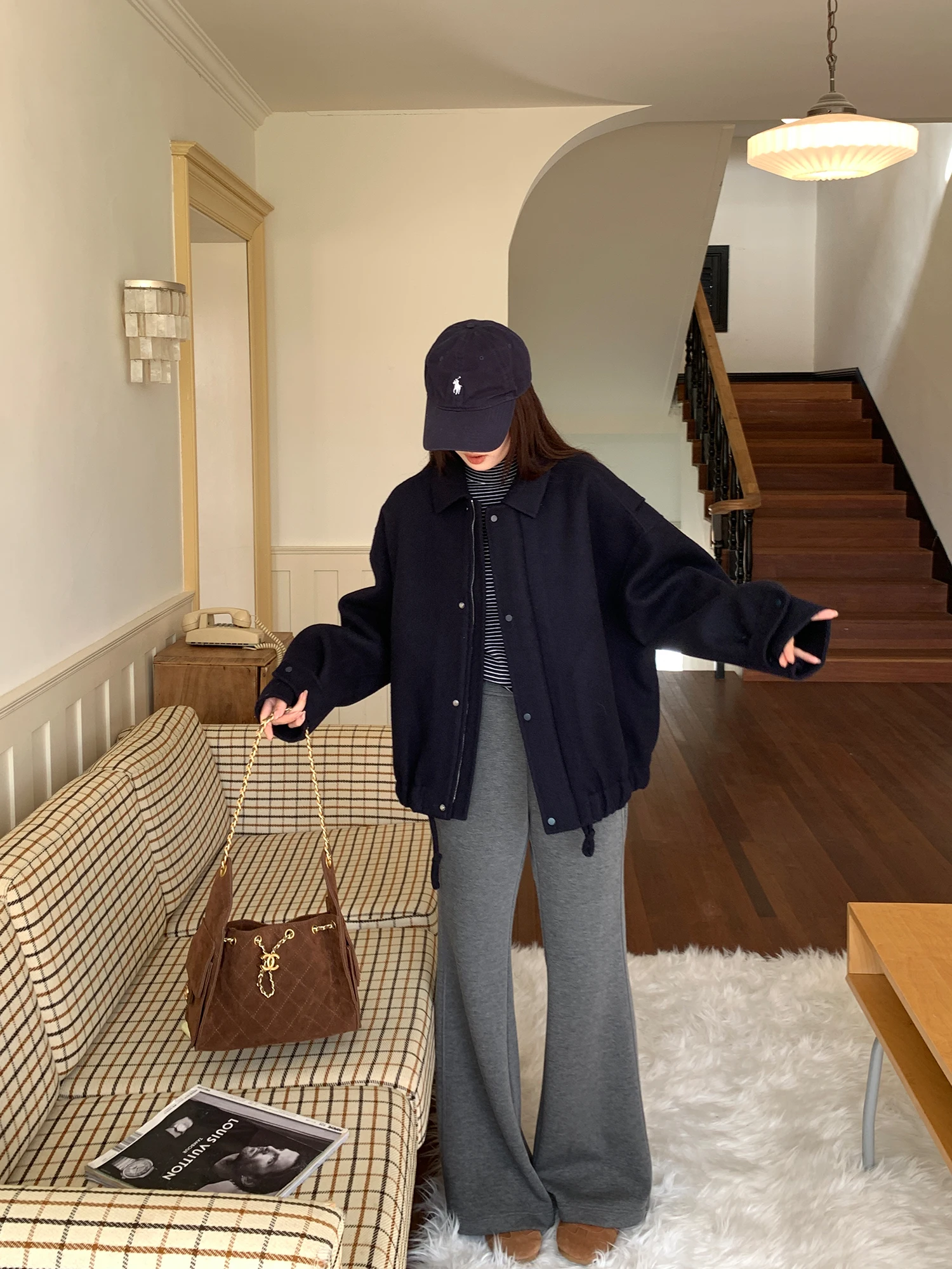 

Брюки прямого кроя с высокой талией, утягивающие, из смесового хлопка, эластичные, повседневные, для женщин больших размеров, осенне-зимняя мода